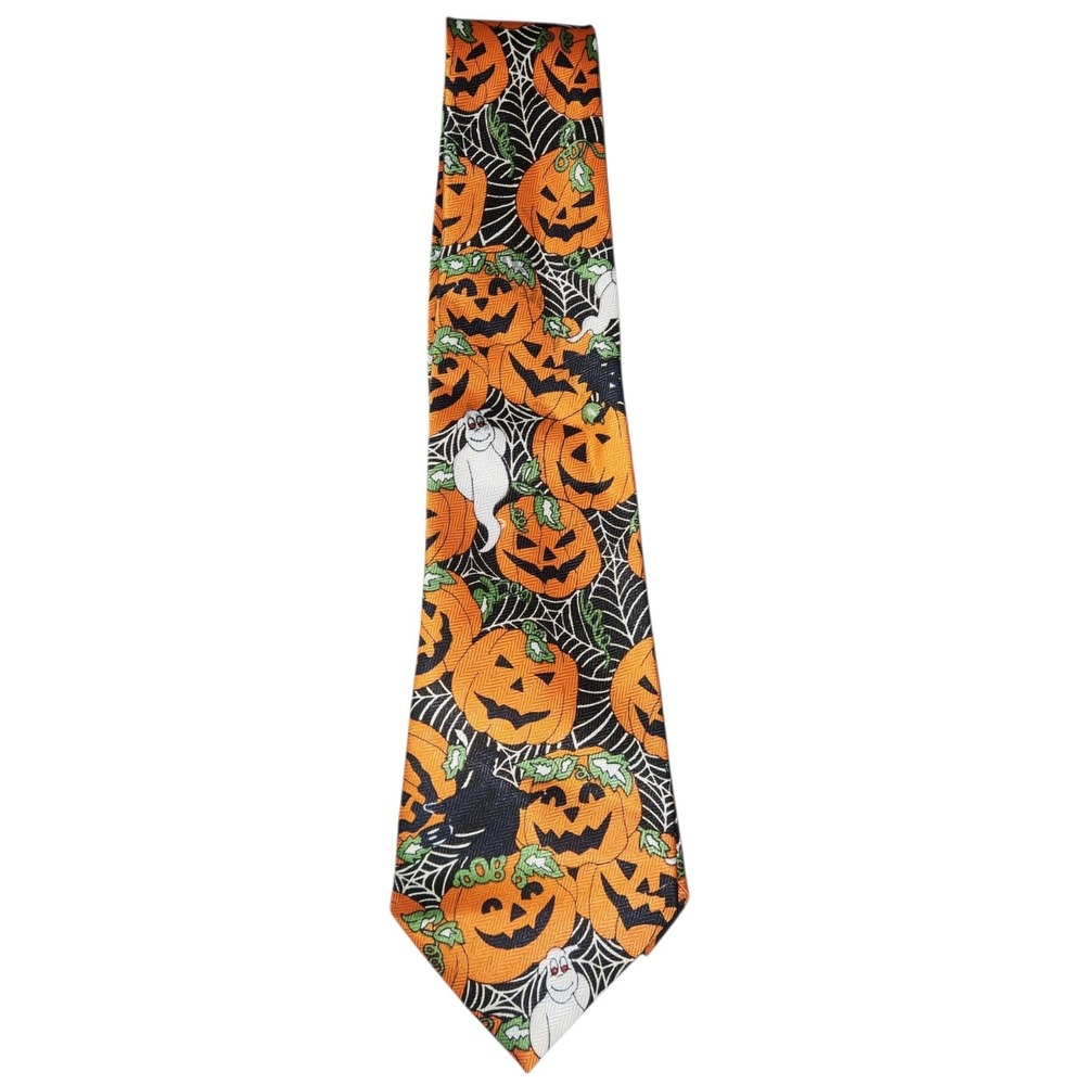 Handmade Pumpkin And Ghost Fall Halloween Jack o lantern Tie